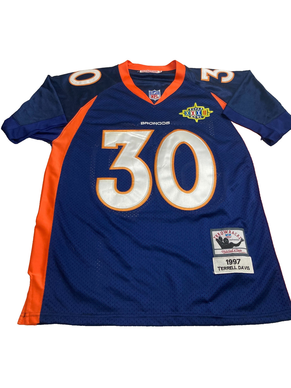Denver Broncos Football Jersey Mitchell & Ness Terrell Davis Sz 48